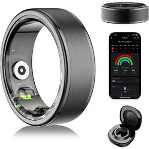Smart Ring for Women Men - Fitness Tracker with Heart Rate/Blood Oxygen/Stress Monitor/Steps/Sleep Tracking, No App Subscription, 5ATM Waterproof Health Rings (11#)