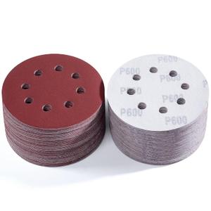S SATC 150 PCS Sanding Disc 5 Inch 8 Hole Hook and Loop Sanding Discs for Random Orbital Sander 600 Grit