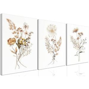 yulihaz Watercolor Botanical Wall Art Set of 3 Wildflower Floral Wall Decor Boho Minimalist Plant Flower Canvas Poster Prints Pictures Artwork for Bedoom Living Room, Framed 12x16 inch