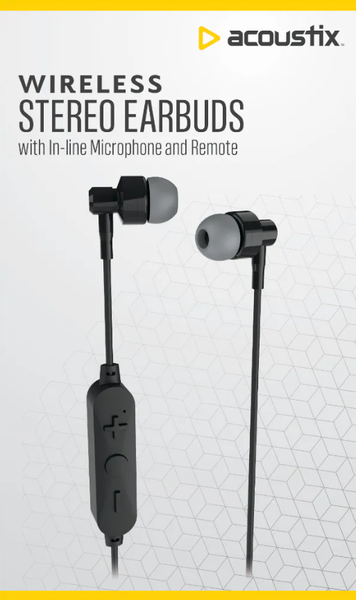 Acoustix Wireless Stereo Earbuds - Black