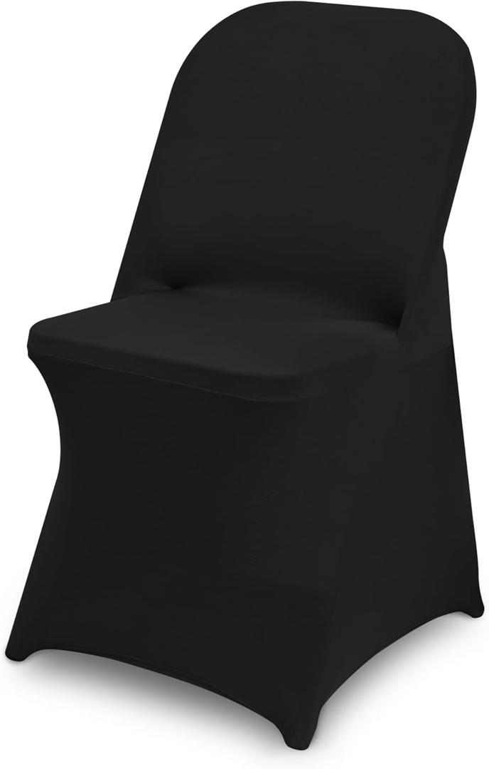 10 Packs Black Spandex Stretch Folding Chair Covers for Wedding Party,Universal Fitted Washable Dining Seat Slipcovers Protector Decoration for Holiday Banquet Birthday Celebration Event