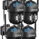 CKK 2K Security Camera Outdoor Corded Power, 4 Pcs 3MP PTZ WiFi Home Security Camera - 2.4G/ 5G Dual-Band, 360° Pan-Tilt, Color Night Vision, Motion Alerts, 2-Way Audio, 24/ 7 Recording, Waterproof