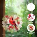 Cardinal Wind Spinners Garden Yard Decor Gift for Women Men, 12 Inch Outdoor Metal 3D Wind Spinner, Stainless Steel Hanging Wind Catchers Kinetic Sculpture for Outside Decoration