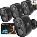 Rraycom 4Pack 5G/2.4G Security Cameras Wireless Outdoor,2K Battery Powered AI Motion Detection Siren Alarm WiFi Home Indoor Camera, Color Night Vision, 2Way Talk, Waterproof, Works w/Alexa, Cloud/SD