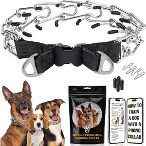 PetJett Choke Collar for Dogs Training Collar Adjustable Prong Collar for Dog Quick Release Pinch Collar for Dog, No Pull Walking Tool - Stainless Steel Metal Choker Chain (Small: 14 - 16" / 35 lbs, Black)