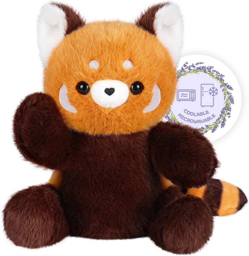 SuzziPals Heatable & Coolable Red PandaStuffed Animals, Cute Microwavable Heating Pad Plushies for Soothing & Relaxation, Stuffed Red PandaPlush Toys, Red Panda Plush Toy Gift