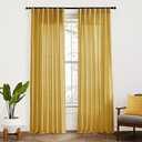 XTMYI Yellow Curtains 96 Inches Long for Living Room,Colorful Bright Mustard Mid Century Modern Decor,Linen Sheer Bohemian MCM Curtains for Bedroom 2 Panel Set,Dark Ocher