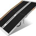 FACHNUO 5 Feet Portable Wheelchair Ramp, Non-Skid Aluminum Handicap Ramps with Handle, Folding Threshold Wheel Chair Ramp for Home Steps, Stairs, Entry, Threshold, Doorways, Scooter, 800LBS Capacity