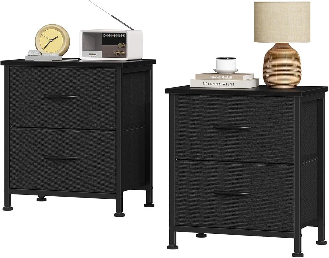 Sweetcrispy Nightstands Set of 2 with 2 Storage Drawer, Small Bedside Table, 11.8"D x 18"W x 20"H , 2 Pack