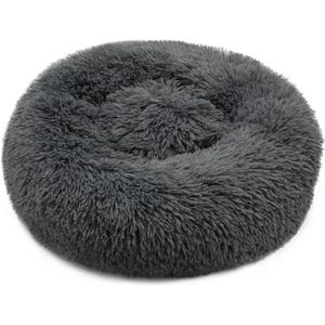 Dog Bed Soft Fluffy Large Navy Blue Round Dog Bed Dog Cushion Soft Plush Doughnut Pet Bed for Cats Dogs Soft Warm Pet Sofa, 2'' in diameter