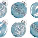 XmasExp Christmas Ball Ornaments Set 12ct Large Shatterproof Pastic Christmas Tree Decorations Hanging Ornaments for Xmas 70mm/2.76",Babyblue