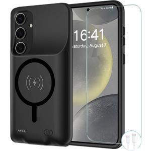 Battery Case for Galaxy S24, [10000mAh] Slim Rechargeable Smart Extended Charging Case Compatible with Galaxy S24(6.2 inch) Backup Power Battery Pack Charger Cover-Black
