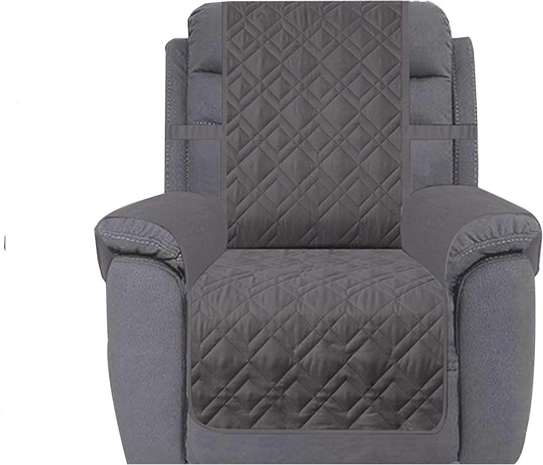 Ameritex Waterproof Nonslip Recliner Cover Stay in Place, Dog Chair Cover Furniture Protector, Ideal Recliner Slipcovers for Pets and Kids (Dark Grey, 23")