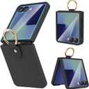 Ruky for Z Flip 7 Slim Case with Screen Protector, Hard PC Anti-Scratches Z flip7 Case with Ring, Full Body Protection Phone Cover for Samsung Galaxy Z Flip 7, Black