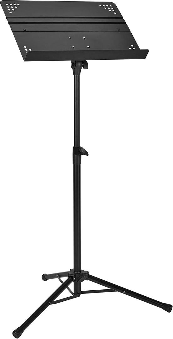 Amazon Basics Adjustable Folding Music Stand, 31" to 55" height - For School Music Program, Ensembles, Bands, Seated & Standing, Black