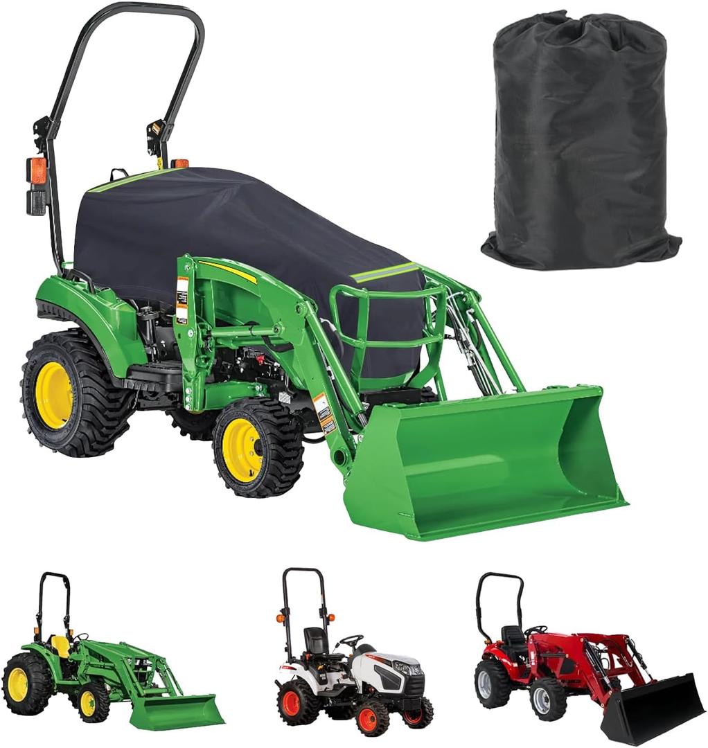 Tractor Cover Waterproof Heavy Duty Tractor Cover 420D Oxford Tractors Seat Covers Tractors Cowling Covers Accessories Compatible with John Deere Kubota Mahindra Bobcat (Blcak, Small)