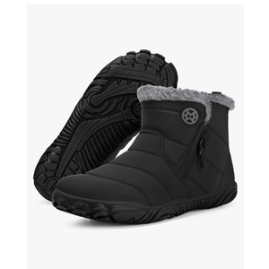 Womens Mens Barefoot Boots Shoes Winter Snow Boots Warm Ankle Booties Zero Drop Sole Wide Toe Box Fur Lined Outdoor Sneakers, 40 Black
