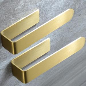 Taozun Adhesive Towel Rack/Hand Towel Holder, Gold Towel Holder for Bathroom Towel Bar Stick on Wall, Stainless Steel Brushed Towel Ring, 2 Packs (7.9-inch(2 Pack))