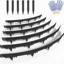 Metal Landscape Edging Border 6 Packs 42'' L x 4.5'' H, Galvanized Steel Garden Edging Border with 6 Stakes, Hammer-in Lawn Edging for Landscaping, Flower Bed, Yard, Pathway, Tree Ring (21ft Total)