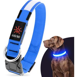Illumifun LED Dog Collar, Water-Resistant Light Up Dog Collar, Safety Dog Collar Light for Your Dogs Walking Camping(Blue, X-Large)