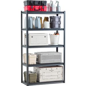 VEVOR Storage Shelves, 2000 lbs, 5 Tier Garage Storage Shelving, 18" D x 40" W x 72" H Adjustable Metal Shelves for Garage Shelves Utility Rack Shelf, Ideal for Kitchen, Warehouse, Basement, Black