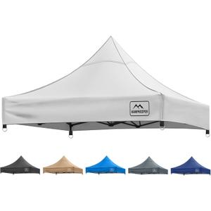 KAMPKEEPER Canopy Replacement Top Cover Roof for 10x10 Peak Pole Straight Leg Canopy Tent,PU-Coated 500D Polyester UV Waterproof,for Outdoor Commercial Garden Patio Sun Shade(Top Only) (White)