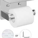VAEHOLD Self Adhesive Toilet Paper Holder with Phone Shelf Stainless Steel Wall Mounted Toilet Paper Roll Holder - Rustproof and Bathroom Washroom Tissue Roll Holder with Storage Shelf - Silver