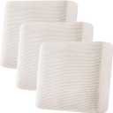 H.VERSAILTEX Super Stretch Individual Seat Cushion Covers - Sofa & Couch Cushion Slipcover Sets - Thick Jacquard Textured Twill Fabric (3 Piece XL, Ivory)