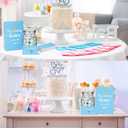 Moukeren 555 Pcs How Many Kisses Game Card Kit How Many Kisses Baby Shower Games Standing Sign Guessing Cards Baby Shower Stickers for Kid Sprinkle Birthday Party, No Candy and Jar (Blue Boy Style)