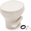 SEAFLO Bone RV Toilet, Residential Height 18.4", Gravity Flush Foot Pedal, Soft Close Seat, Camper Toilet for RV Motorhome Travel Trailer, Parchment, SFRTPH-02-01