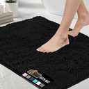 GORILLA GRIP Bath Rug Mat, Thick Soft Absorbent Chenille, Quick Dry Microfiber Mats, Rubber Backing Washable Shower Floor Rugs, US Designed Bathroom Bathmat Home Decor Accessories, 24x17, Black