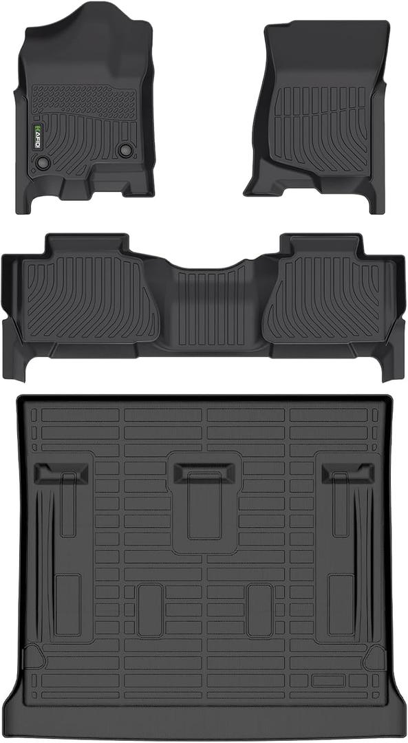 HAFIDI® All Weather Floor Mats & Cargo Liner Set Fit for 2007-2014 Chevy Tahoe 8 Seats (Not for Hybrid) & GMC Yukon Car Floor Liners for Tahoe TPE Full Set Custom Accessories - Black