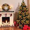 4 x 24pcs Christmas Tree Topper Bows 4.5x4.5 Inch Velvet Xmas Wreath Bows Ribbon Hanging Ornament for Christmas Holiday Home Outdoor Indoor Party Garland Crafts Decoration(Coffee)