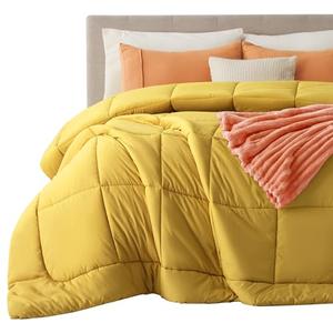 Bedsure Comforter Duvet Insert - Quilted Comforters King Size, All Season Duvet, GentleSoft Down Alternative Bedding, with 8 Tabs, Gifts for Women/Men, Mustard Yellow, King 90 x 102 Inches