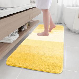 Arotive Microfiber Bathroom Rugs, Shaggy Soft and Absorbent Bath Rug, Non-Slip, Thick Plush Machine Washable Dry Bath Mats for Bathroom, Tub and Shower, 59x24, Yellow, Rectangular