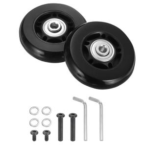 uxcell Set of 1 Luggage Wheels Replacement 64 x 18 mm/2.5" x 0.7" Rubber Swivel Caster Bearing Wheels Repair Kits for Suitcase Inline Outdoor Skate,Black