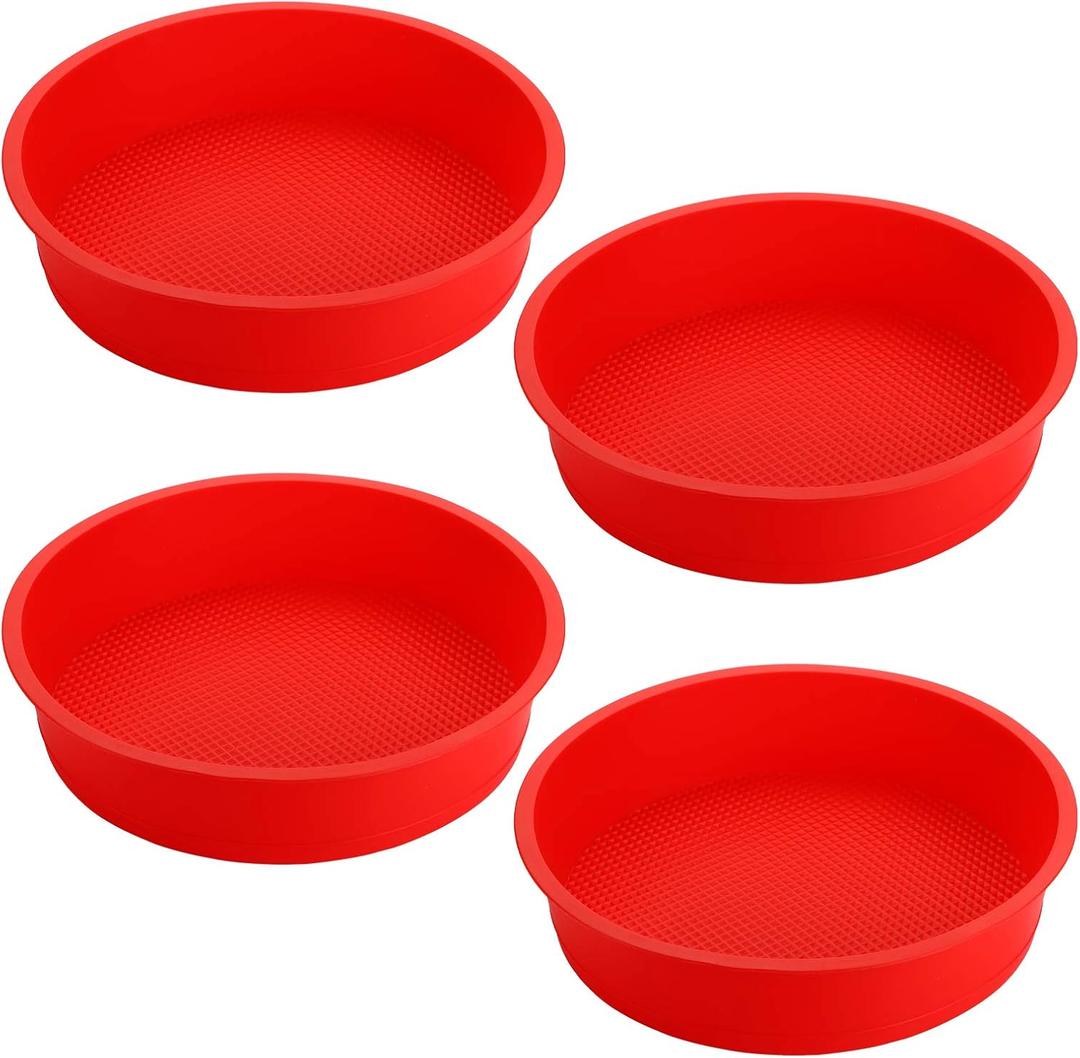 Bekith 4 Pack 9" Silicone Round Cake Pans, Silicone Cake Pans for Baking, Quick Release Baking Mold Round