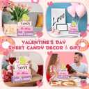 4 Pcs Valentines Day Table Decoration Sweet Candy Valentine Tiered Tray Decor Love Blocks Heart Wooden Sign Valentine Day Centerpieces Decor for Mantel Home Desk Kitchen