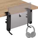 IFCASE Adjustable Desk Side Laptop Mount Holder with Headphone Hook, No Drill Desk Storage Organizer (Black)