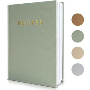 ZICOTO Aesthetic Blank Recipe Book with Waterproof Cover - The Perfect Recipe Notebook To Write In Your Own Recipes - Beautiful Blank Cookbook to Organize Your Recipes (Sage Green)