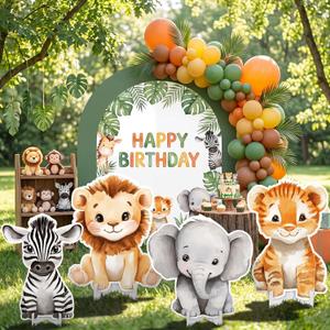 Honoson 4 Pcs Large 24" x 32" Safari Animals Cardboard Cutouts, Wildlife Jungle Party Yard Signs Decoration for Baby Shower Birthday Party Supplies Forest Camp Themed Lawn Classroom Decor