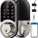 Veise RZ07 Fingerprint Smart Lock, 7-in-1 Smart Locks for Front Door, Keyless Entry Door Lock with App Control, Biometric Electronic Touchscreen Keypad Deadbolt, Satin Nickel