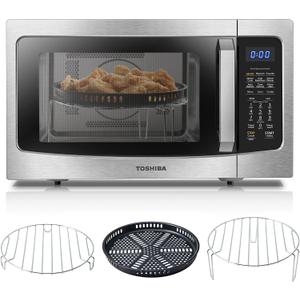 Toshiba Air Fryer Combo 4-in-1 Countertop Microwave Oven, Smart Sensor, Convection, Mute Function, Position Memory 13.6" Turntable, 1.5 Cu Ft, 1000W, Silver, ML-EC42P(SS)