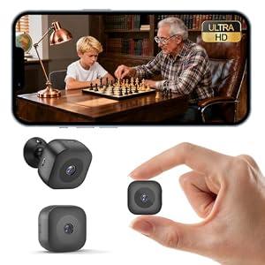 Hidden Camera, 4K Mini Camera with AI Motion Detection, No Glow Auto Night Vision, Support Cloud & TF Storage, 24/ 7 Nanny Cam Wireless Surveillance for Home and Office Indoor Spaces