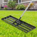 30x10 inch Lawn Leveling Rake, Yumatum 72" Effort Saving Lawn Leveler Tool, Stainless Steel Handle Lawn Leveler for Golf Course Yard Pasture Garden, Professional Lawn Care Landscape Rake