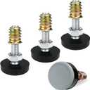 WAFJAMF M8 Thread Leveling Feet PTFE(Teflon) Bottom(28mm Base), Adjustable Furniture Feet Threaded Screw in Furniture Glide Leveler for Carpet and Hardwood Surface (28mm Base M8x1.5-4 Pack)