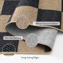 Lahome Colette Checkered Round Rugs 6ft, Outdoor Patio Easy Jute Rug Indoor Outdoor Circle Carpet, Farmhouse Nature Non Shedding Non Slip Washable Black Carpet for Living Room Entry Deck