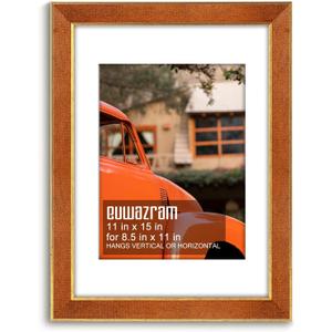Suede 11x15 Frame - Single Frame, Christmas Elegant Brown 11 x 15 Poster Frame with Mat for 8.5x11, 11x15 Picture Frames for Artwork, Puzzles, Photos and Movie Posters