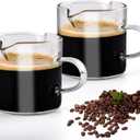 Glass Espresso Cups Set of 2, 4 OZ Double Spouts Cups, Espresso Coffee Bar Espresso Accessories