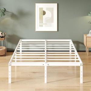 Upcanso 16 Inch White King Bed Frame Heavy Duty Metal Platform King Size Bed Frames with High Storage, Eassy Assembly 3,500 lbs Heavy Duty Bedframes